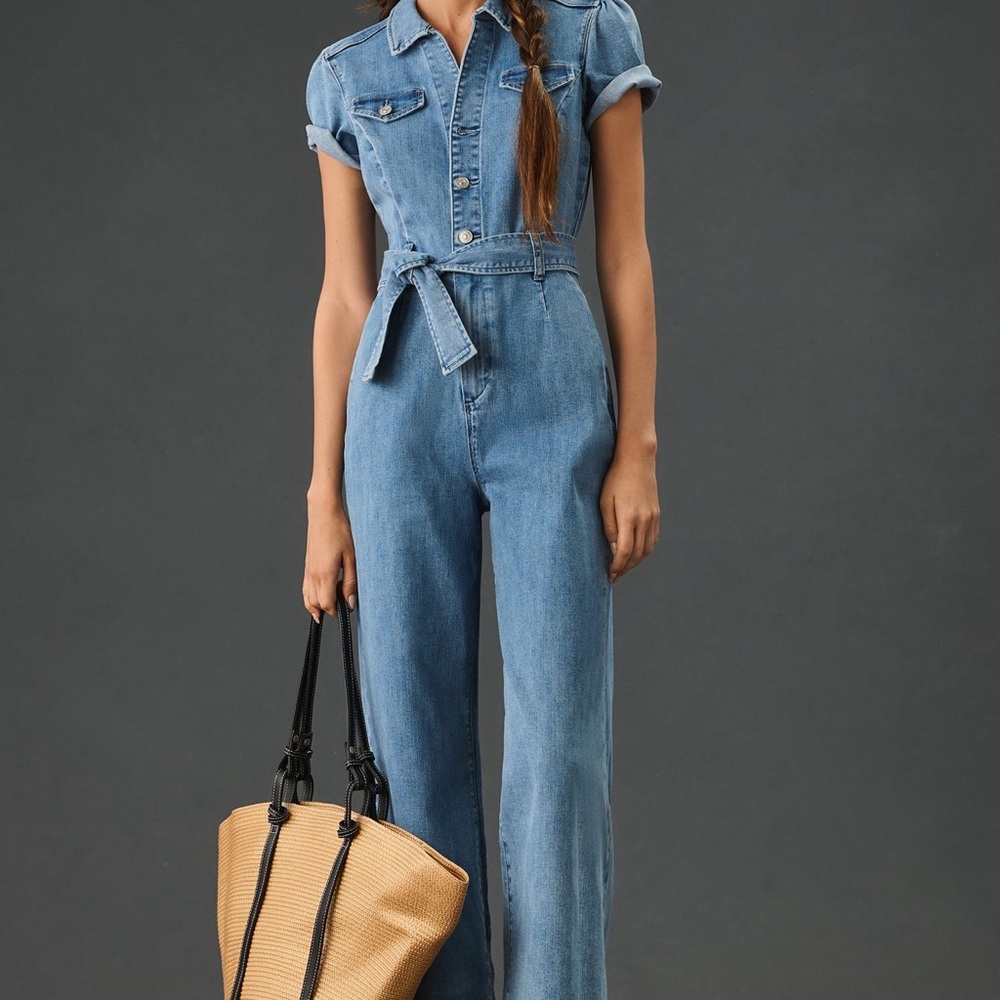 Paige Anessa Light Denim Jumpsuit - Size 4